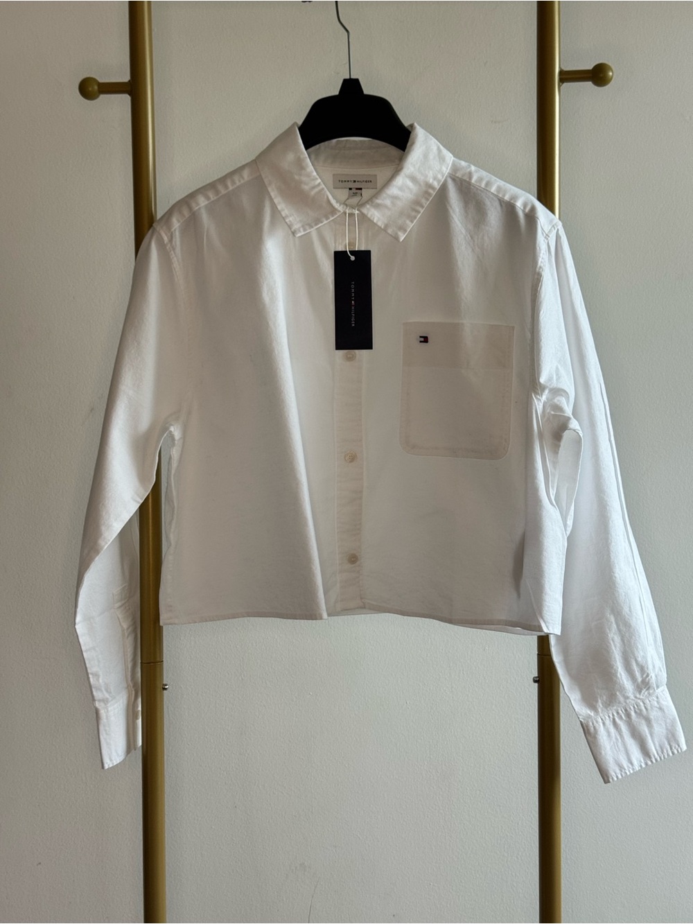 Tommy Hilfiger White Cropped Button-Down Shirt